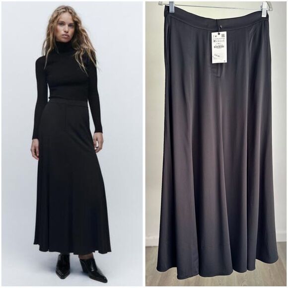 Zara Dresses & Skirts - Zara Flowy Skirt Limited Edition Black New